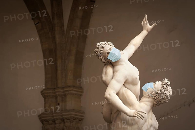The kidnapping of the sabine women statue by giambologna