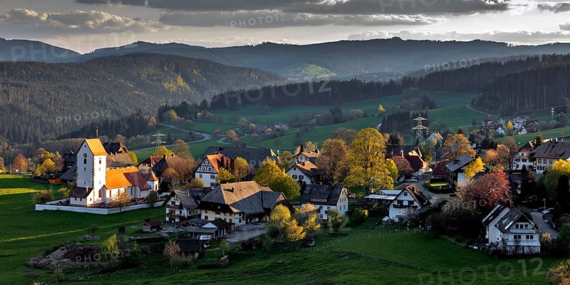 Saig in the evening light with parish church St.John the Baptist