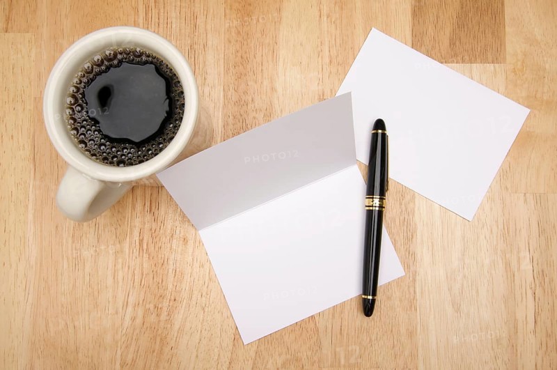 Note card & envelope with room for your own text and coffee