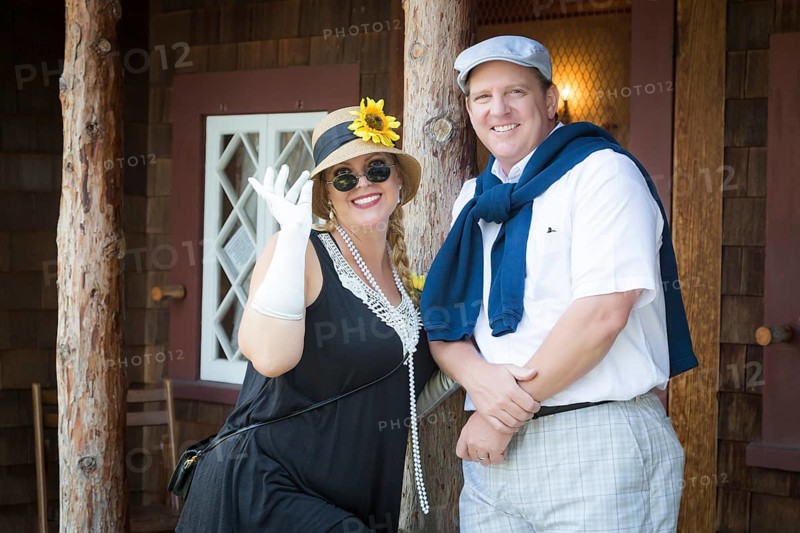 Young attractive couple dressed in outfits from the twenties era
