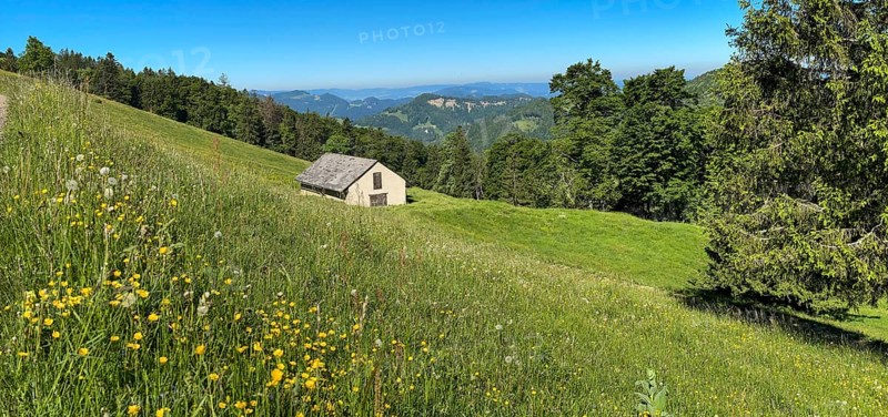 Panorama with mountain hut