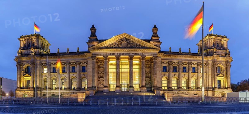 Reichstag Bundestag Government Parliament Reichstag Building Panorama Evening Night in Berlin