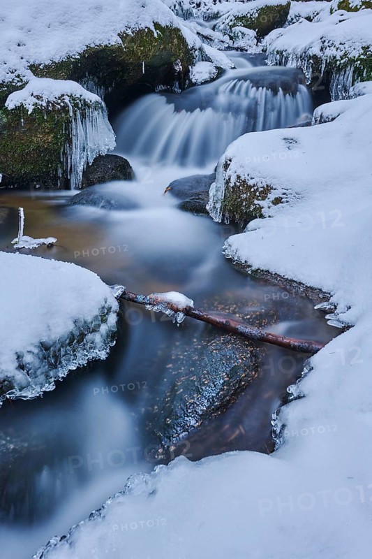 Wild river Hoellbach in winter