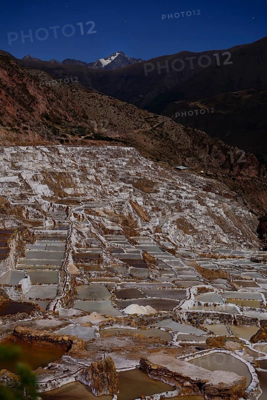 Terraces for salt extraction at night