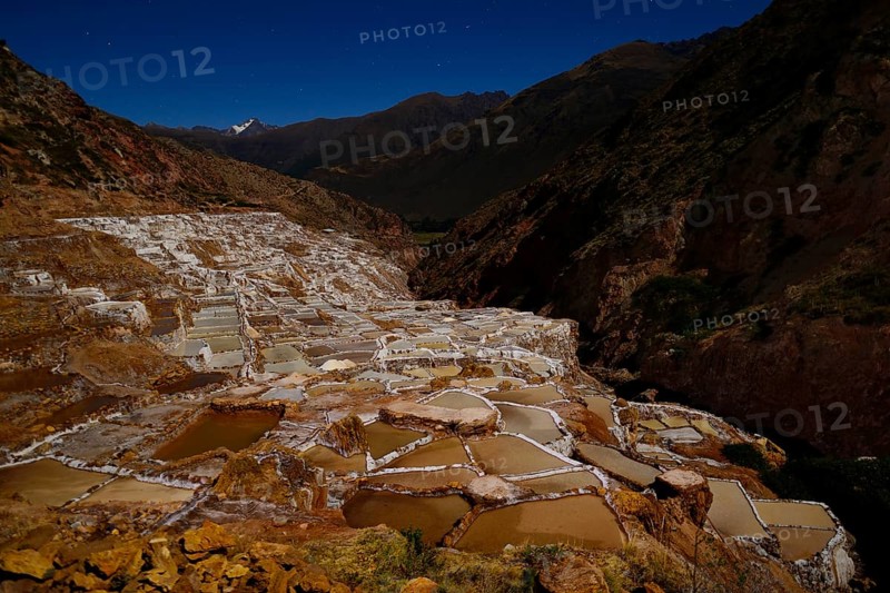 Terraces for salt extraction at night