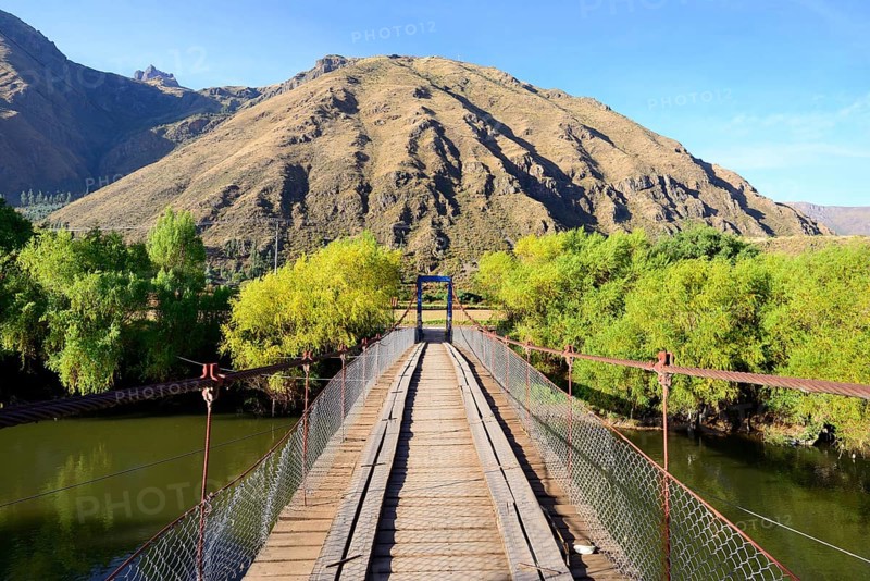 Suspension bridge over the Rio Urubamba