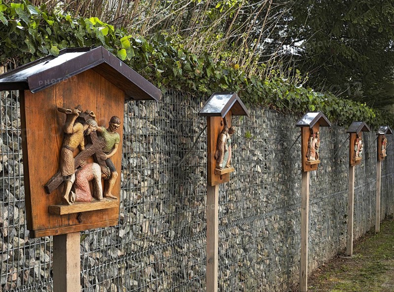 Stations of the Cross at the baroque catholic pilgrimage church Maria pear tree