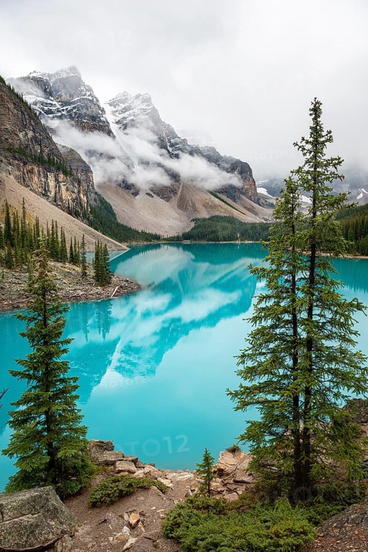 Cloudy mountain peaks