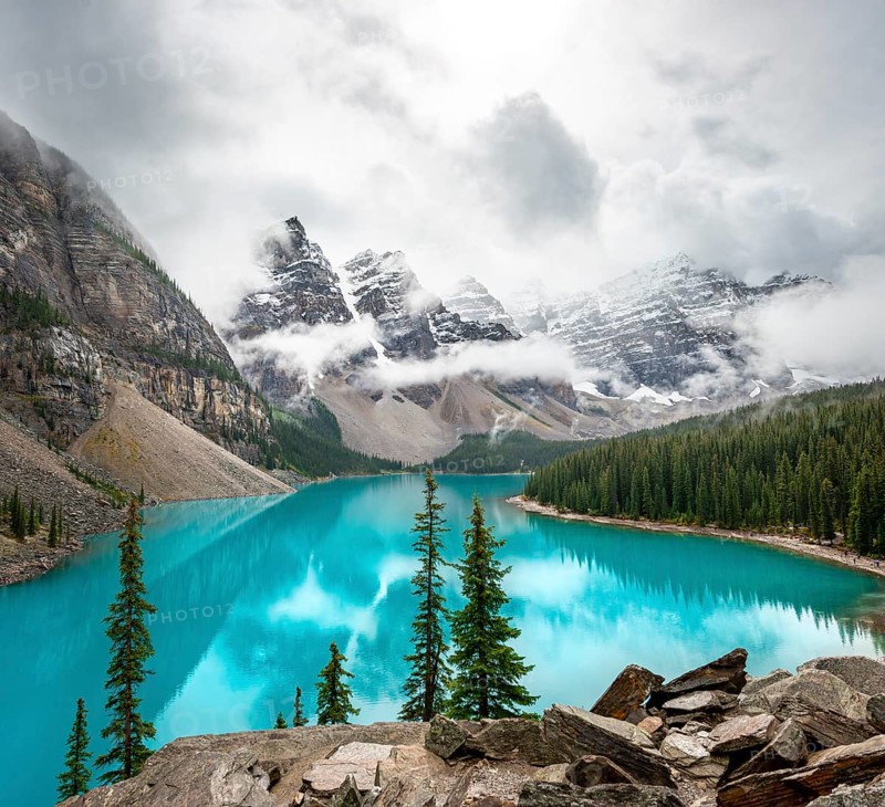 Cloudy mountain peaks