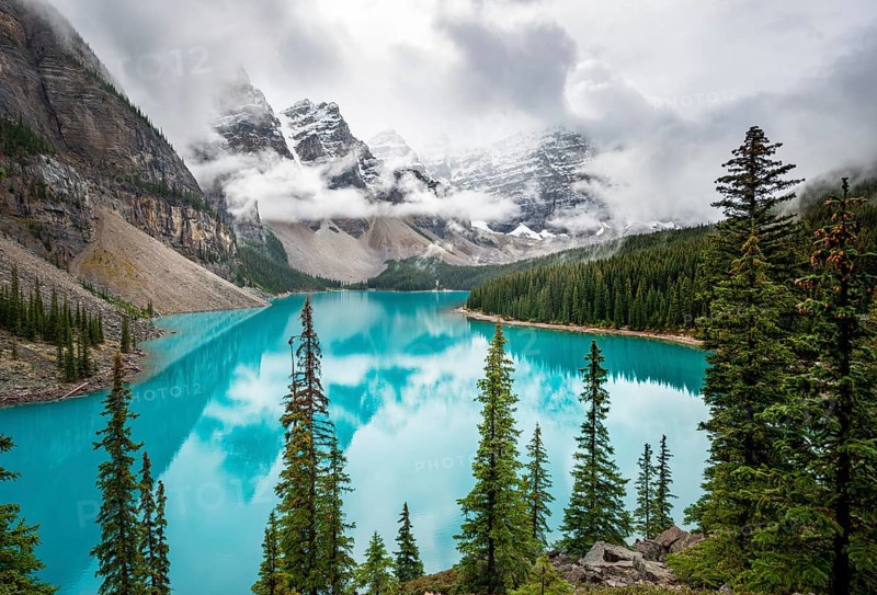 Cloudy mountain peaks