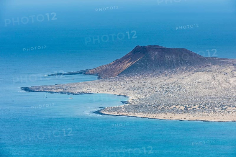 View over La Graciosa from Mirador del Rio observation point created by Cesar Manrique