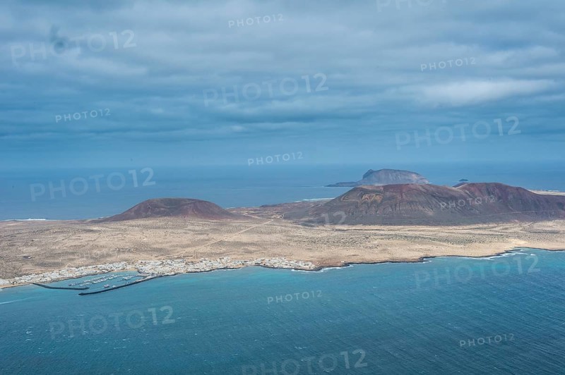 View over La Graciosa from Mirador del Rio observation point created by Cesar Manrique