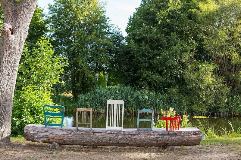 Creative bench with different chair backs