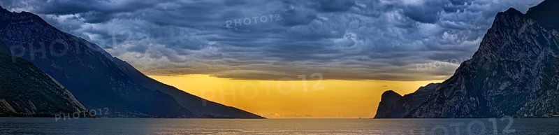 Lake Garda north shore at sunset
