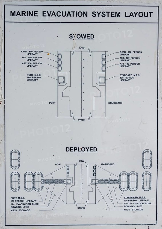 Marine evacuation system layout