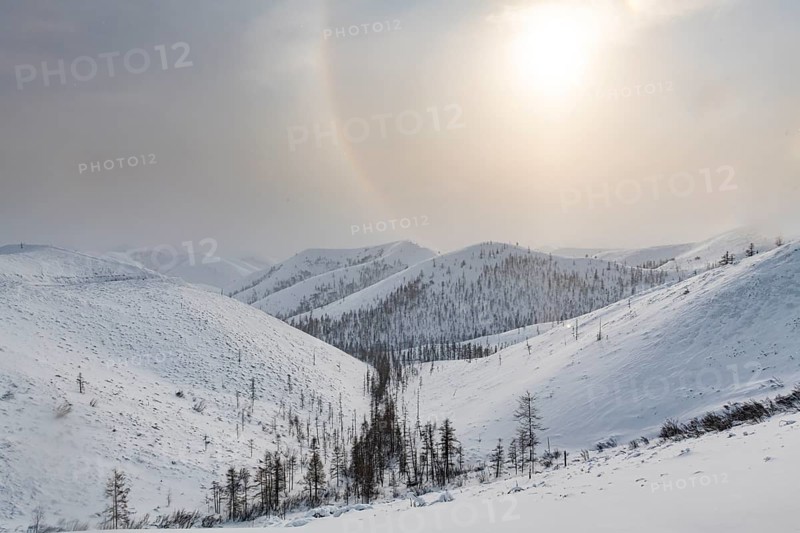 Snow covered mountain pass