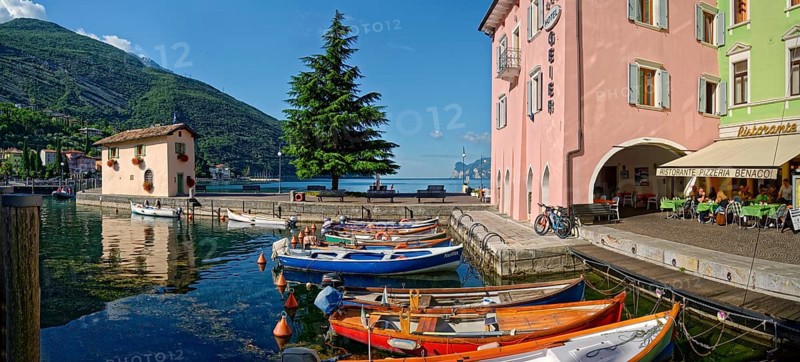 Small harbour with colourful boats