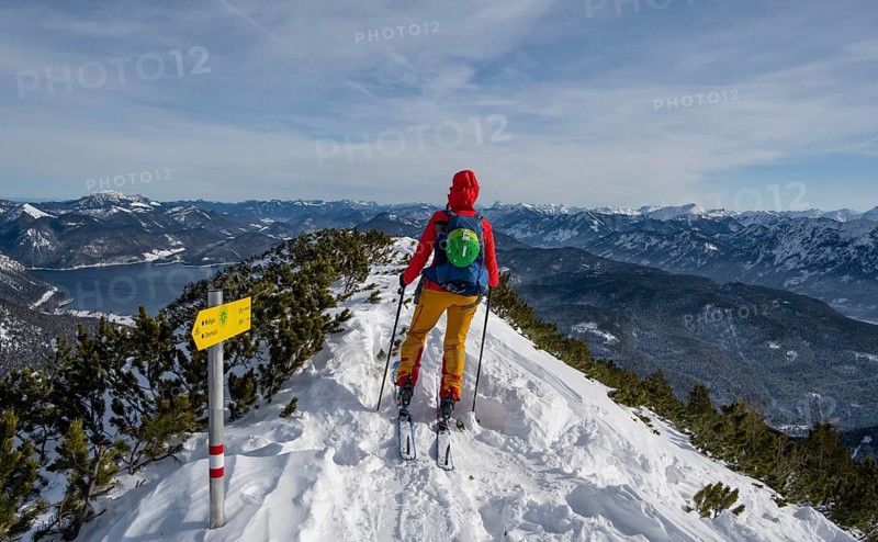 Young woman on ski tour