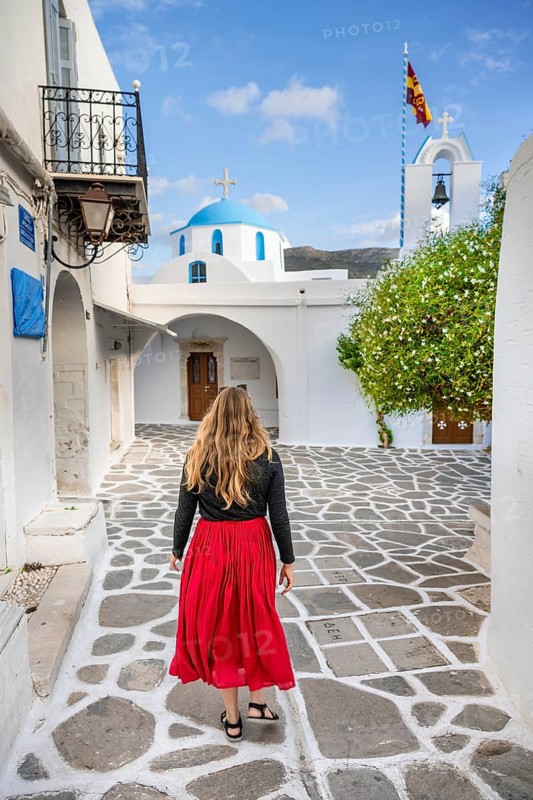 Tourist with red dress
