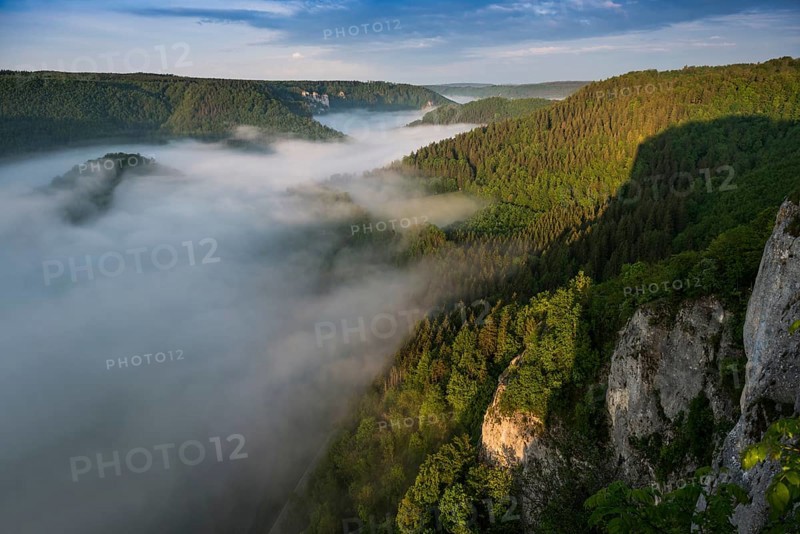 View from Eichfelsen with morning fog