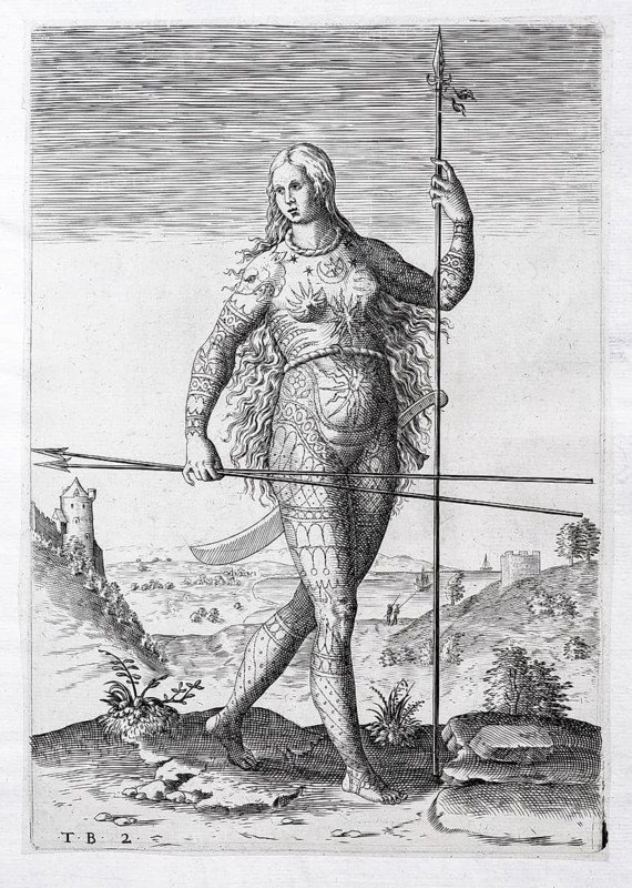 Portrait of a tattooed Pictish woman