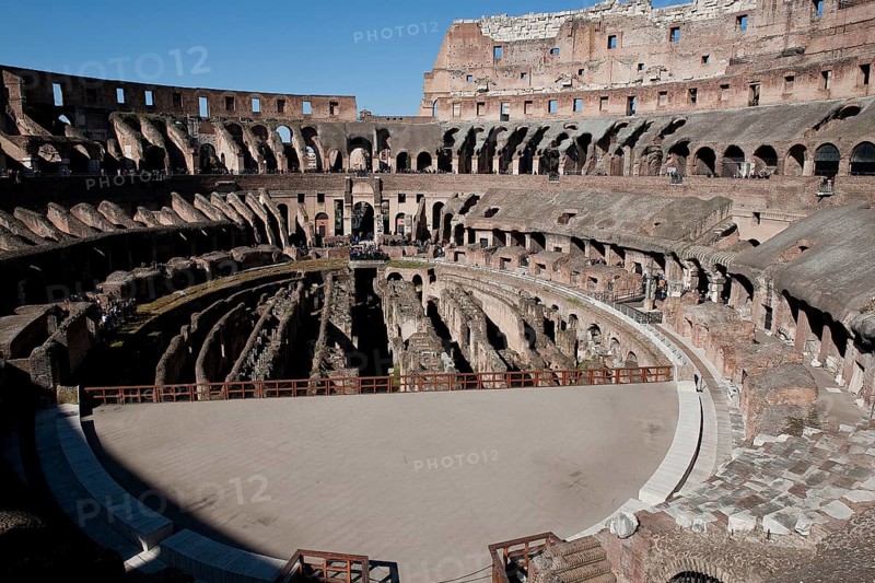 Grandstands and partially restored arena