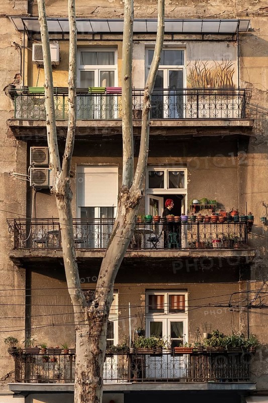 Balconies of a dilapidated apartment building