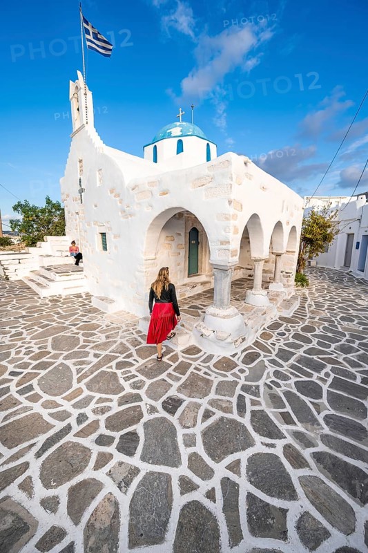 Tourist with red dress