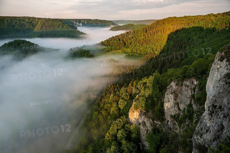 View from Eichfelsen with morning fog
