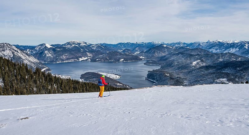 Young woman on ski tour