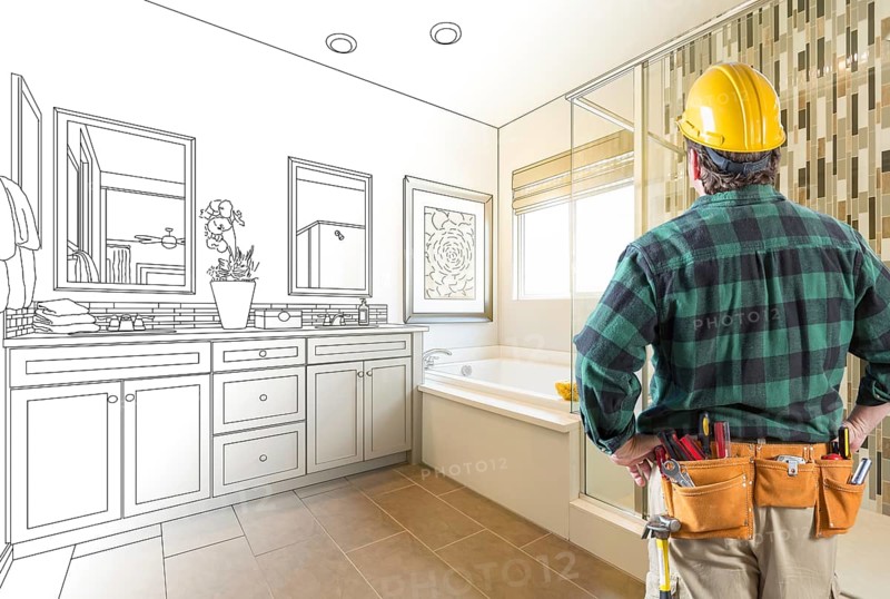 Contractor facing custom master bathroom drawing and photo gradation