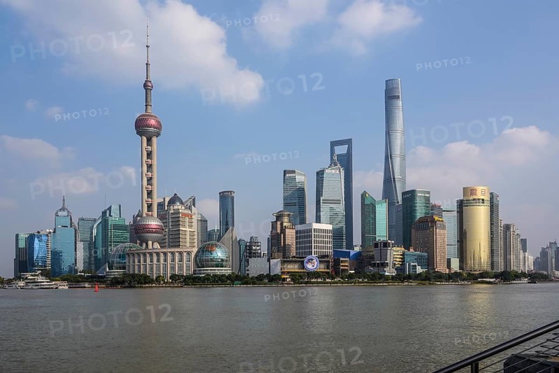 Skyline of the special economic zone Pudong with Oriental Pearl Tower
