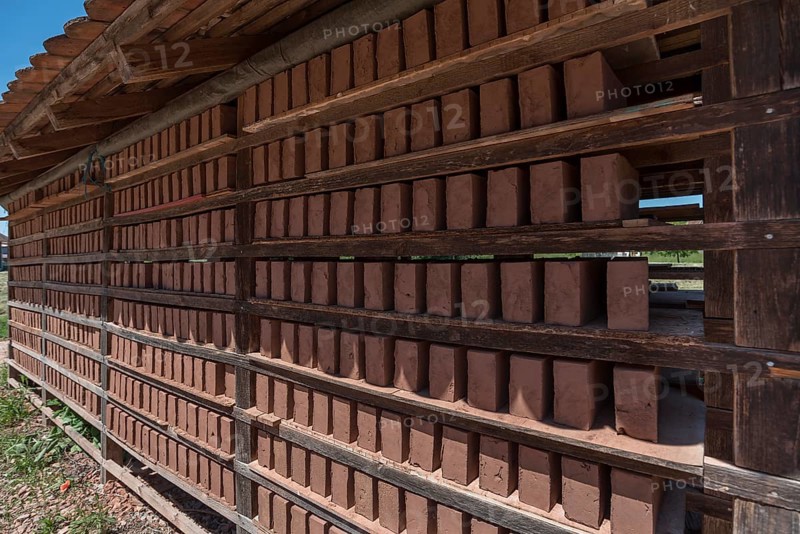Drying racks of the finished bricks