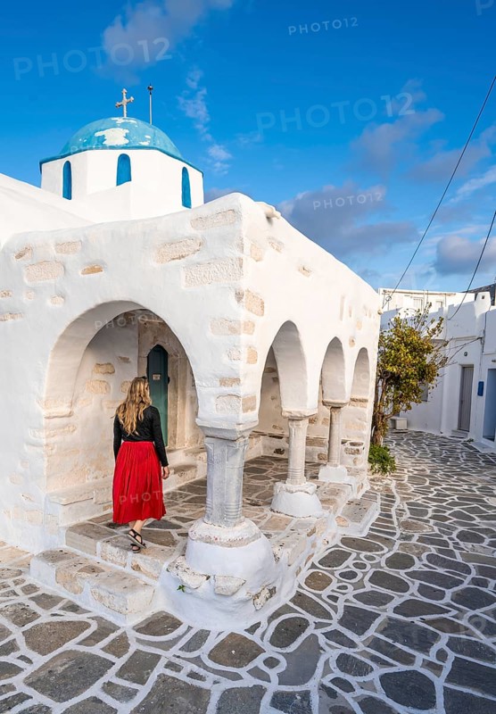 Tourist with red dress