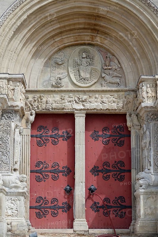 Main portal main facade Romanesque abbey church Eglise abbatiale Saint-Gilles