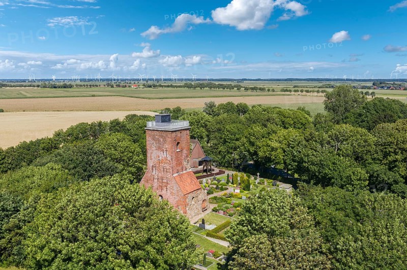Aerial view with the Ochsenturm as a remnant of the former medieval church