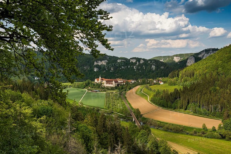 View from the Knopfmacherfelsen to Beuron Monastery