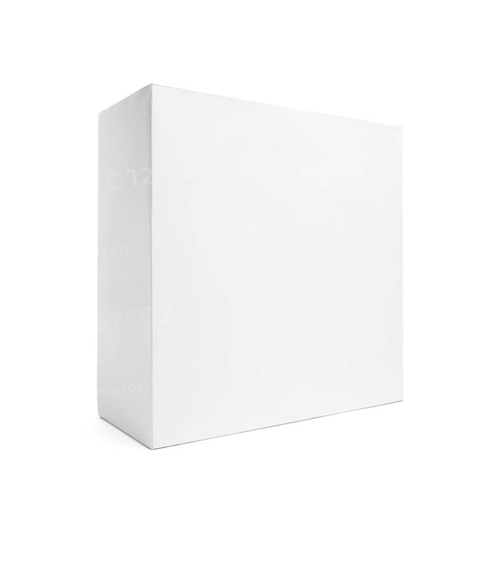 Blank white box isolated on a white background ready for your own graphics