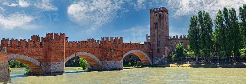 River Adige with the stone bridge Ponte Scaligero