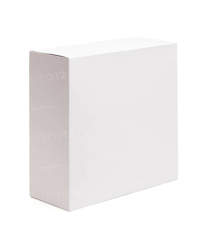 Blank white box isolated on a white background ready for your own graphics