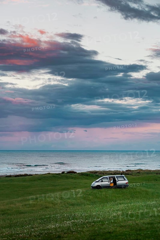 Van at beach
