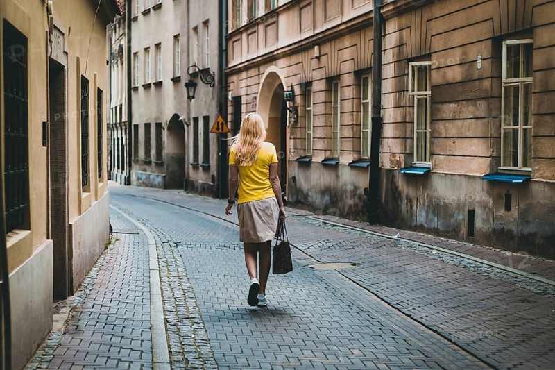 Woman in yellow t-shirt