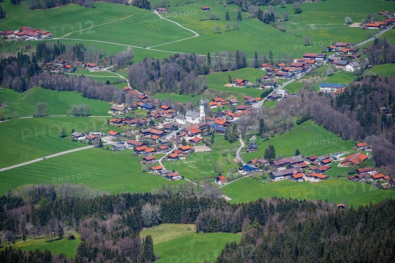 Bird's eye view of a small village