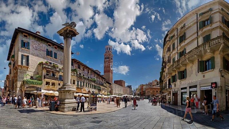 Lively city square Piazza delle Erbe