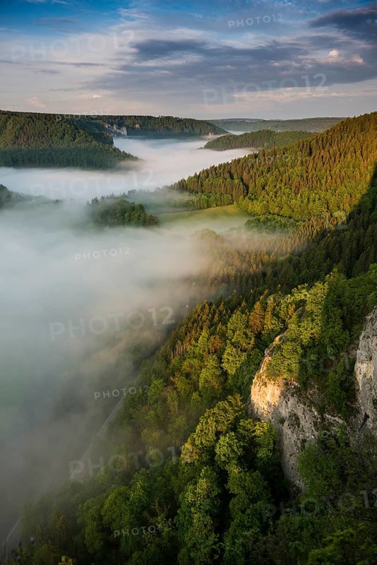 View from Eichfelsen with morning fog