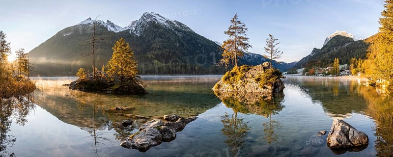 Sunrise at Hintersee with fog