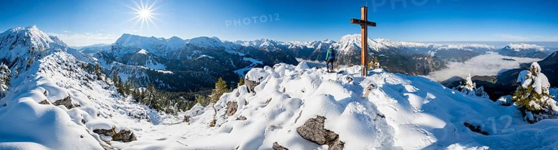 Alpine panorama in winter with nice weather