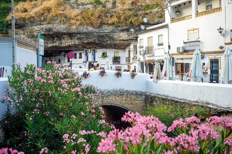White washed houses built under the rock in Setenil de las Bodegas