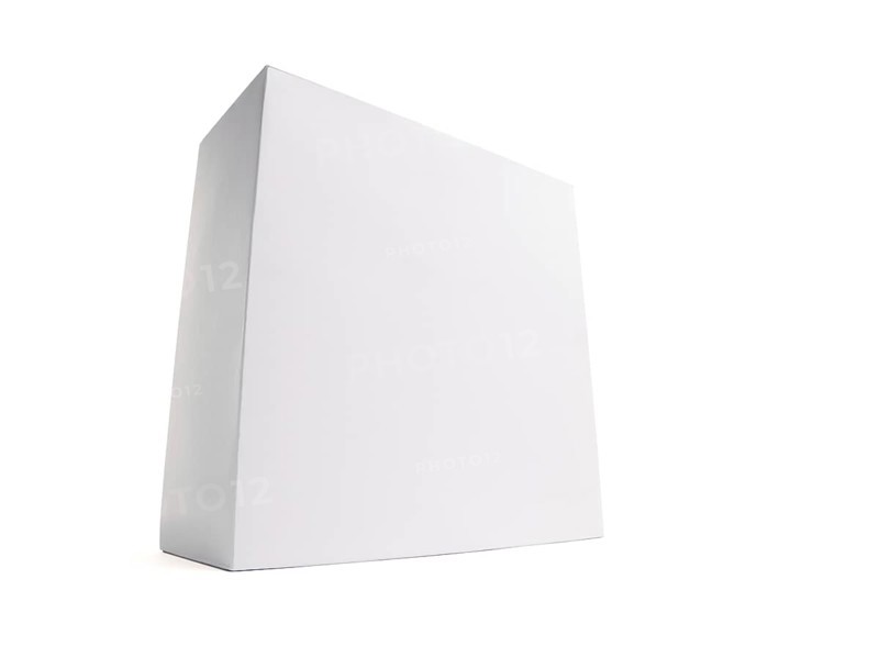 Blank white box isolated on a white background ready for your own graphics
