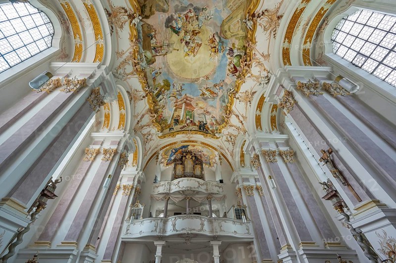 Organ gallery and ceiling frescoes